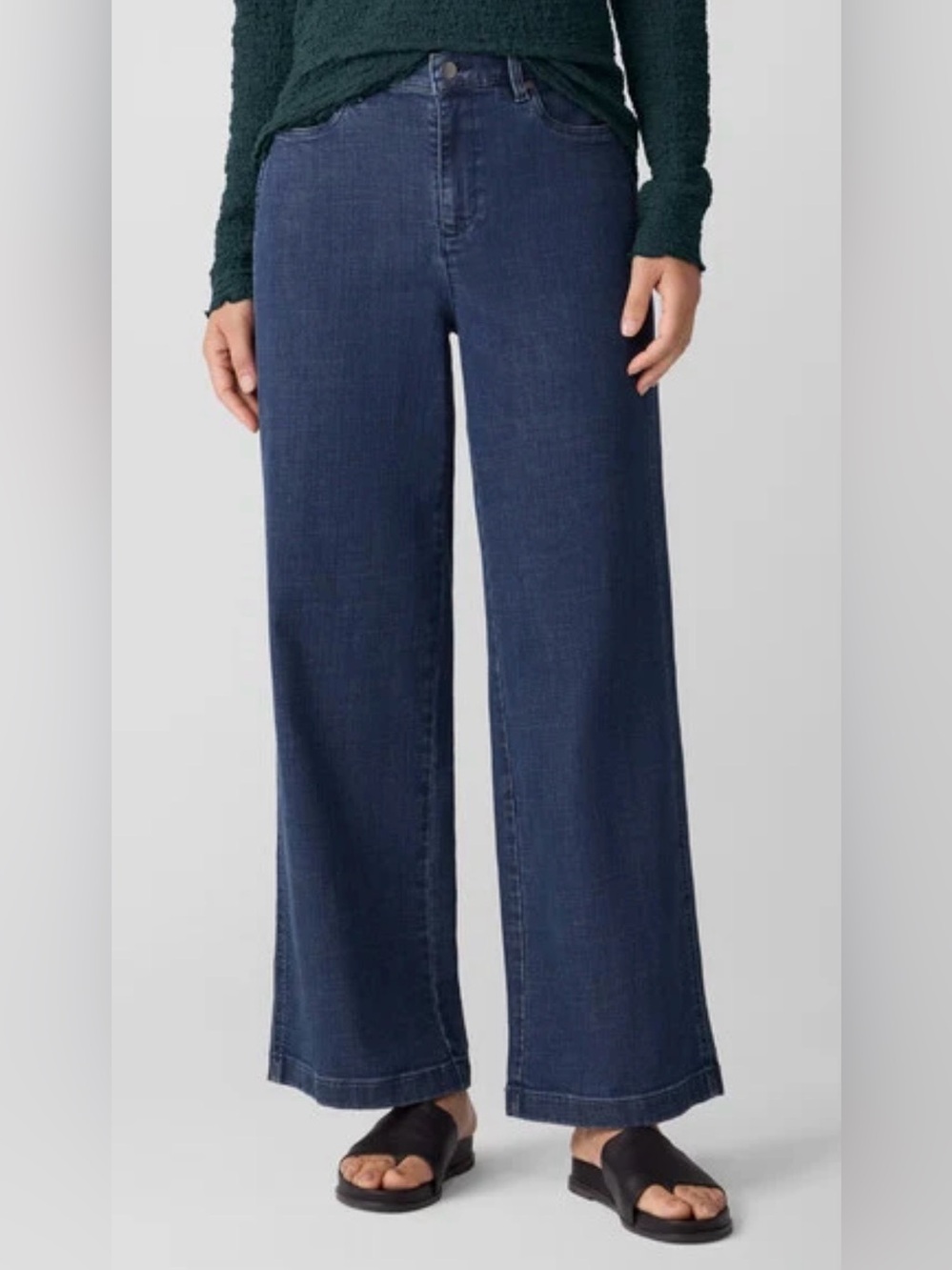 EILEEN FISHER Denim Wide Leg Jeans - Medium Indigo Blue